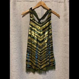 Sequins Sheer Tank with a Twist